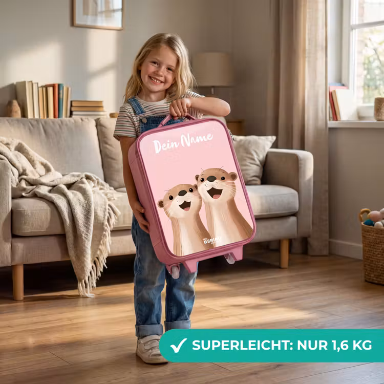 Glimlach - Otters - Roze - Illustratie Kinderkoffer - Roze klein -sfeer2_DE