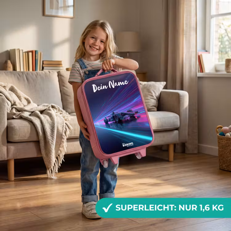 Lichtstralen - Neon - Racewagen - Paars Kinderkoffer - Roze klein -sfeer2_DE
