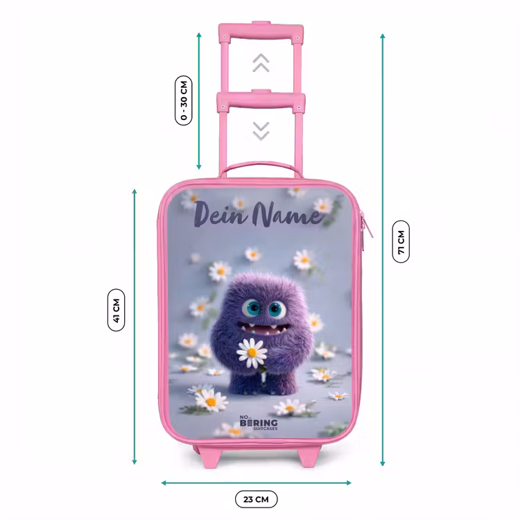 Paars Pluizig Vriendje met Madelief Kinderkoffer - Roze klein -productfoto_formaten