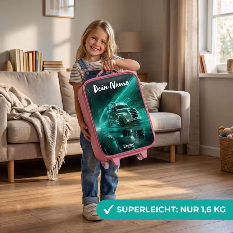 Vrachtwagen - Stad - Groen - Neon Kinderkoffer - Roze klein -sfeer2_DE