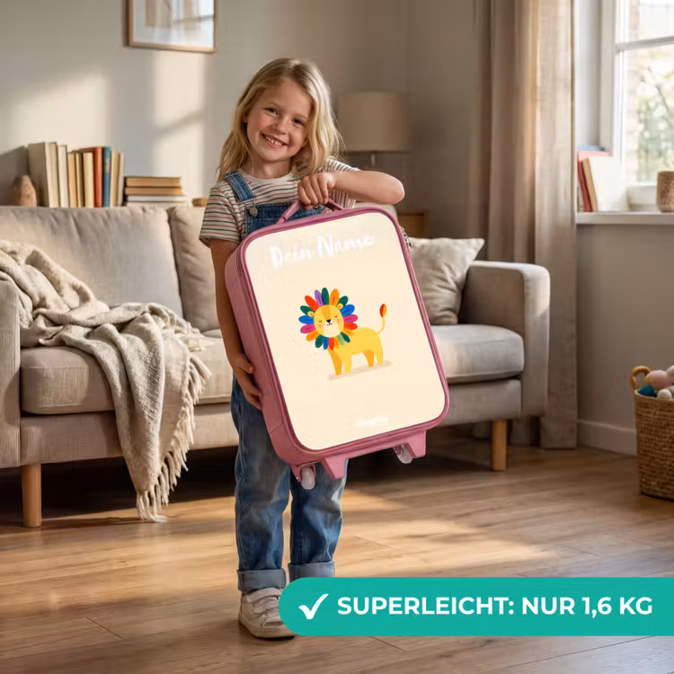 Leeuw - Manen - Kleurrijk Kinderkoffer - Roze klein -sfeer2_DE