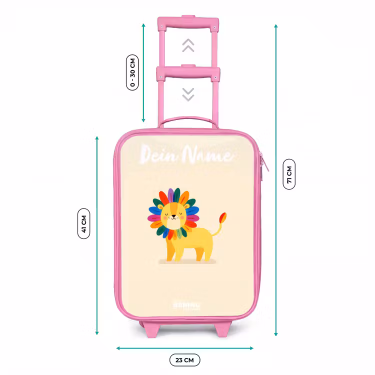 Leeuw - Manen - Kleurrijk Kinderkoffer - Roze klein -productfoto_formaten