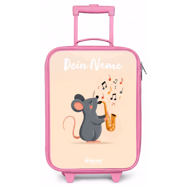 Muis - Saxofoon - Muziek Kinderkoffer - Roze klein -zz3dotto