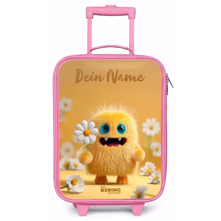 Monster - Wezen - Bloem - Geel Kinderkoffer - Roze klein -zz3dotto