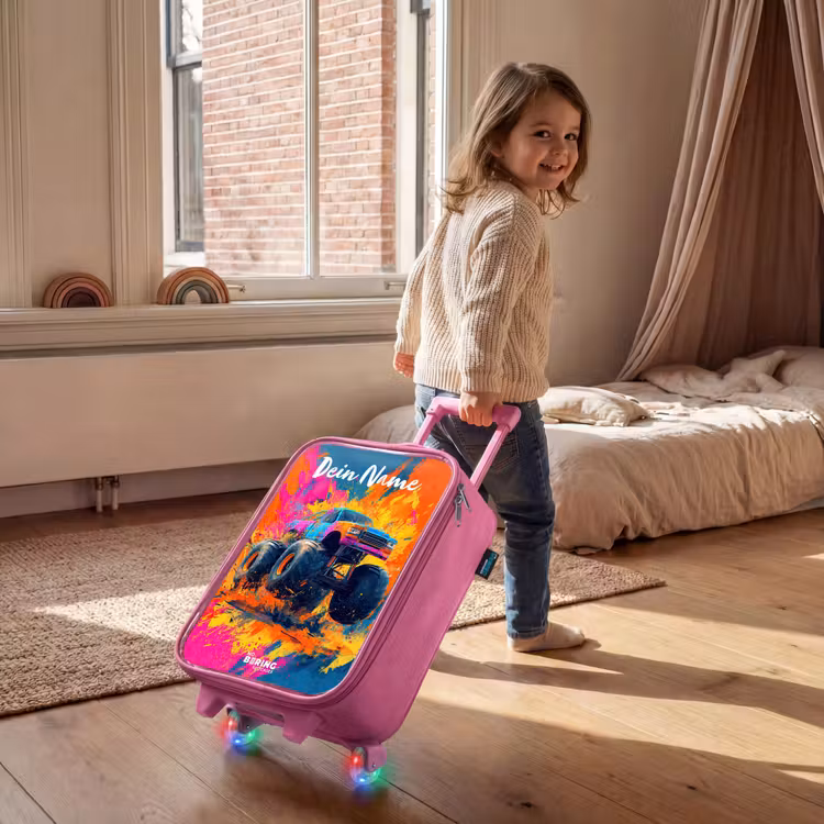 Monstertruck - Abstract - Verfspatten - Kleurrijk Kinderkoffer - Roze klein -sfeer1
