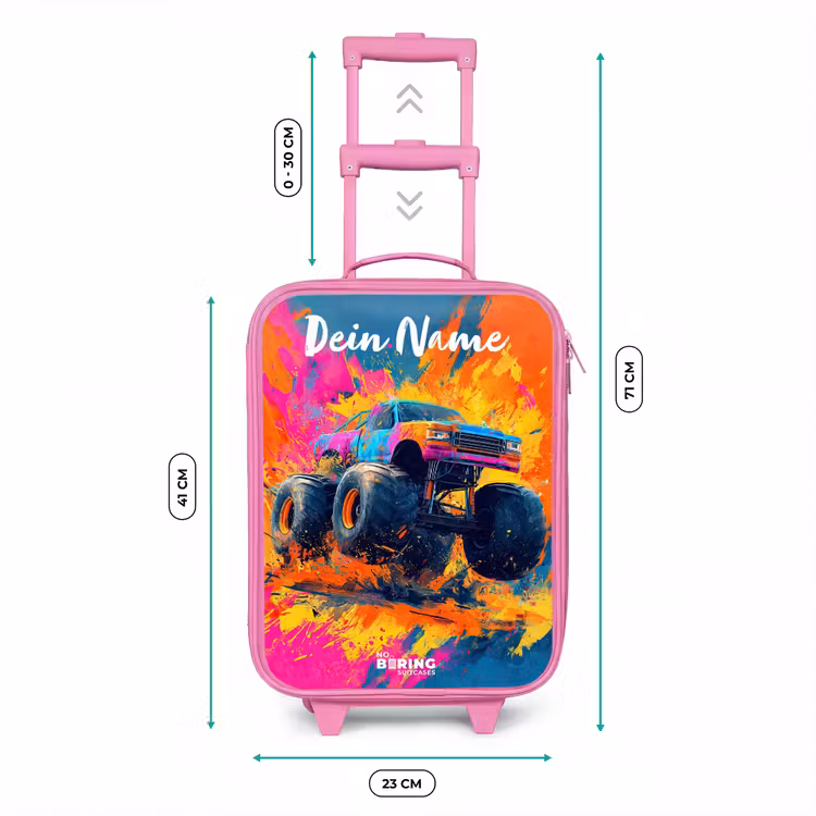Monstertruck - Abstract - Verfspatten - Kleurrijk Kinderkoffer - Roze klein -productfoto_formaten