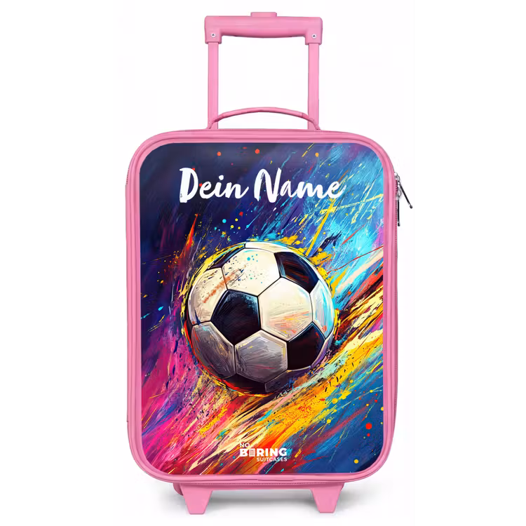 Neon - Voetbal - Kleurrijk Kinderkoffer - Roze klein -zz3dotto