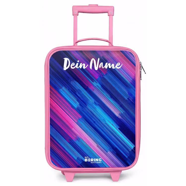 Neon - Strepen - Abstract - Blauw - Roze Kinderkoffer - Roze klein -zz3dotto