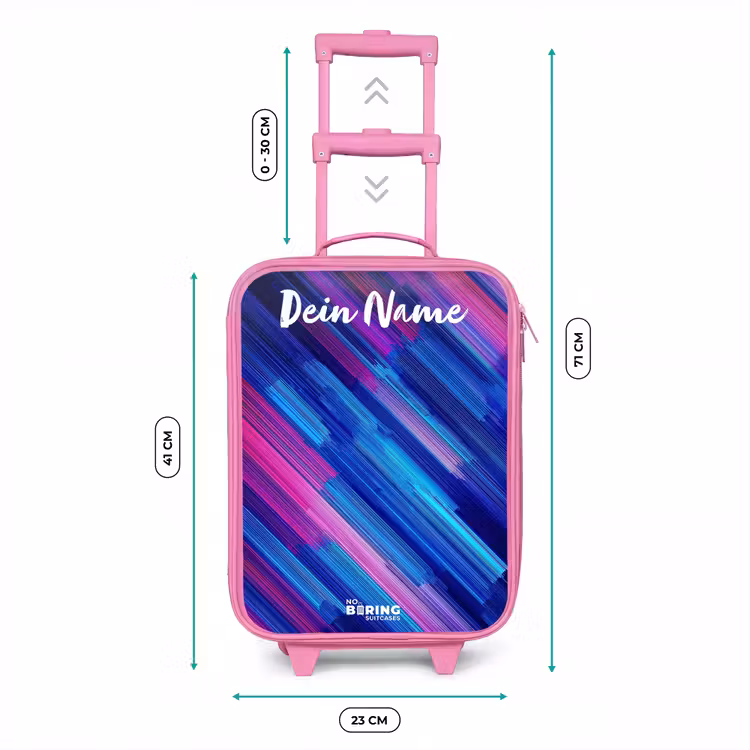 Neon - Strepen - Abstract - Blauw - Roze Kinderkoffer - Roze klein -productfoto_formaten