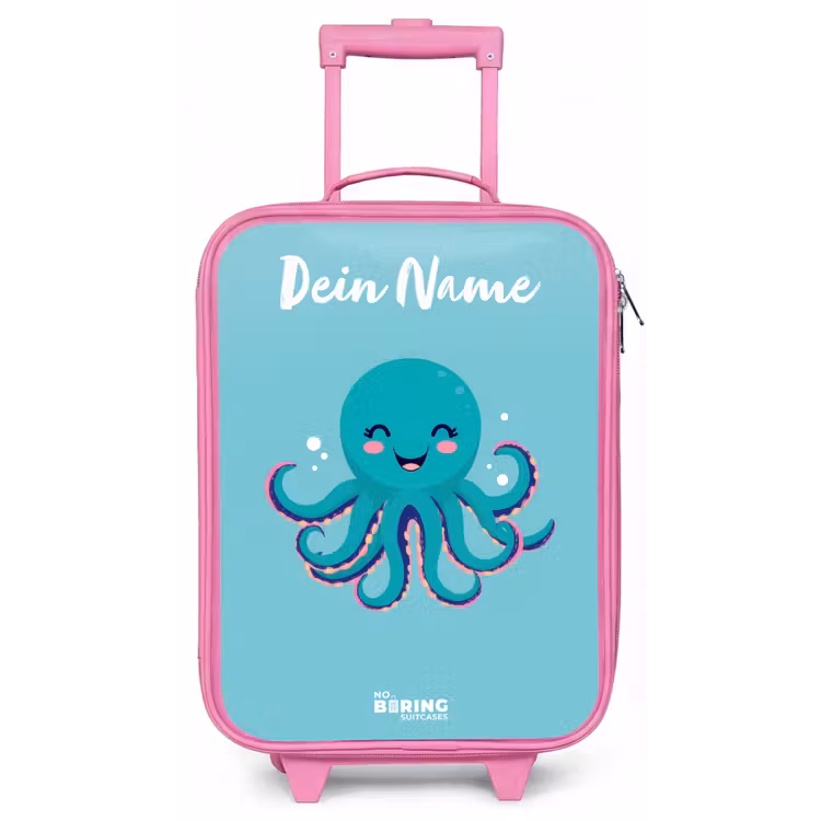 Octopus - Water - Blauw Kinderkoffer - Roze klein -zz3dotto