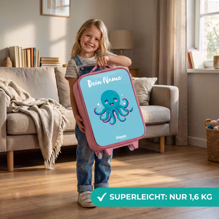 Octopus - Water - Blauw Kinderkoffer - Roze klein -sfeer2_DE