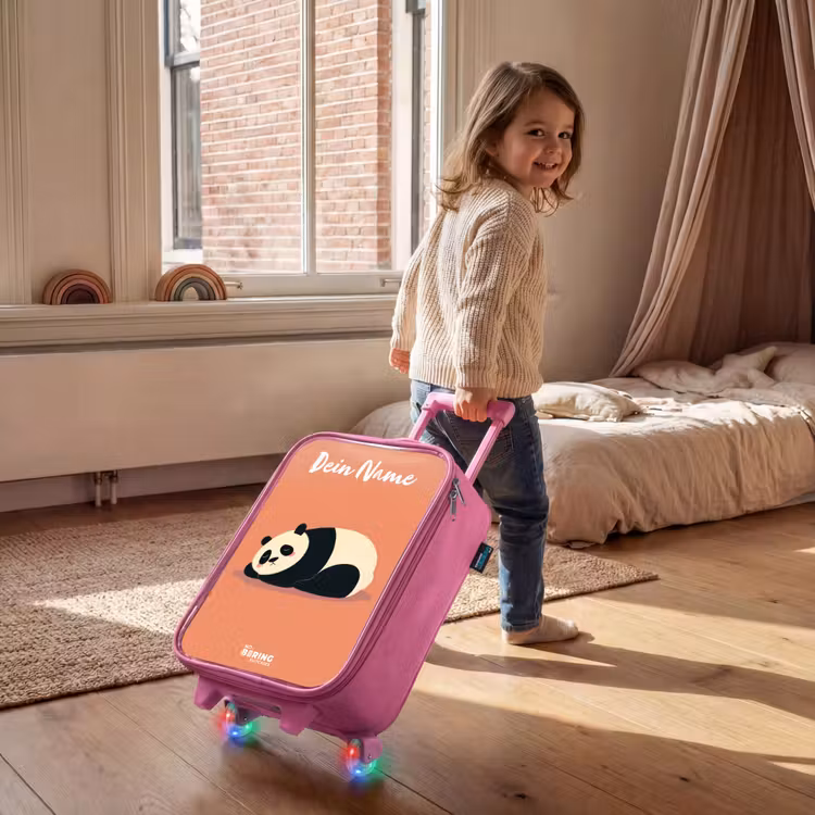 Panda - Slapen - Oranje Kinderkoffer - Roze klein -sfeer1