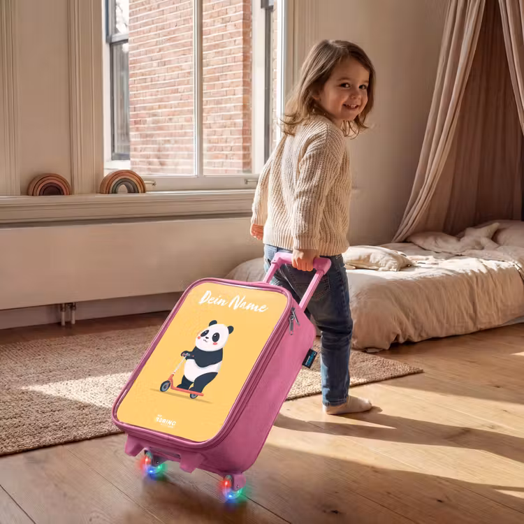 Panda - Step - Geel Kinderkoffer - Roze klein -sfeer1