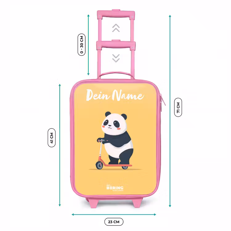 Panda - Step - Geel Kinderkoffer - Roze klein -productfoto_formaten