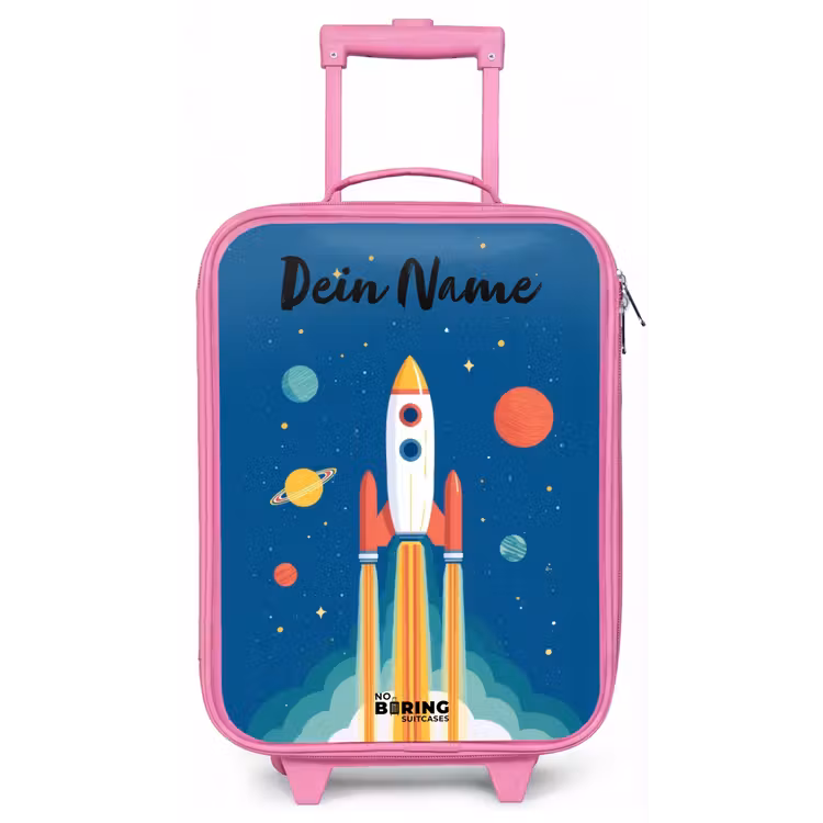 Raket - Planeet - Sterren - Veelkleurig Kinderkoffer - Roze klein -zz3dotto