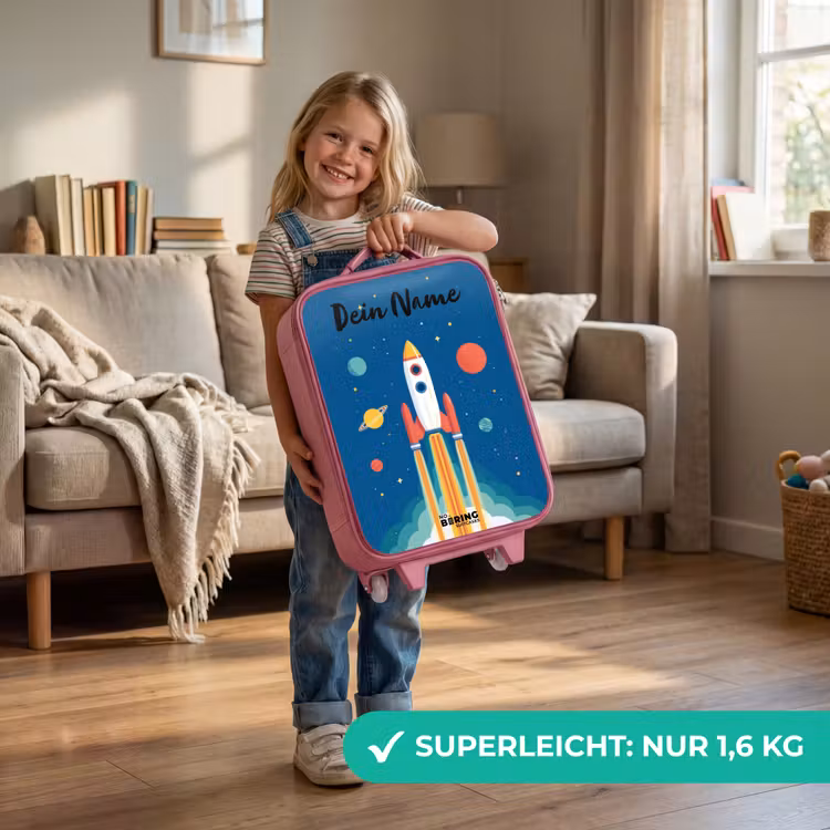 Raket - Planeet - Sterren - Veelkleurig Kinderkoffer - Roze klein -sfeer2_DE