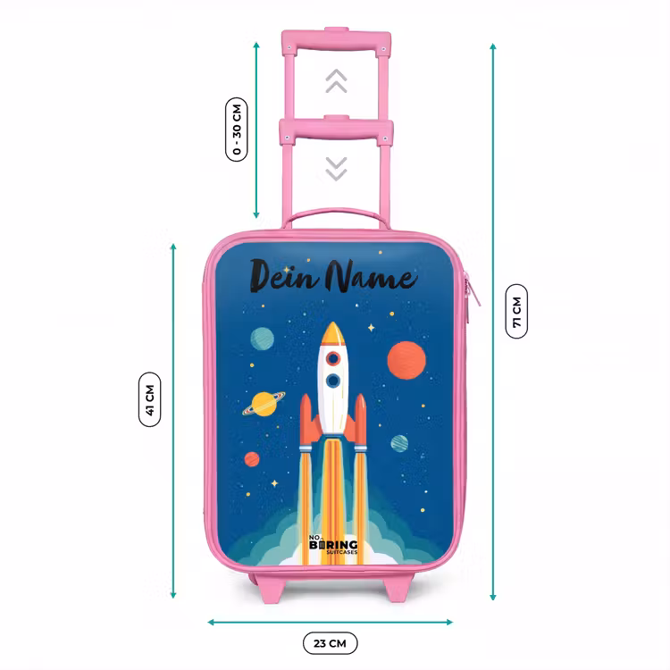 Raket - Planeet - Sterren - Veelkleurig Kinderkoffer - Roze klein -productfoto_formaten