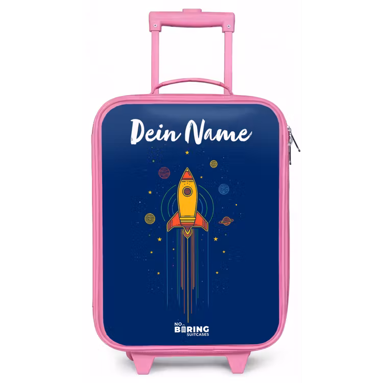 Raket - Planeten - Sterren Kinderkoffer - Roze klein -zz3dotto