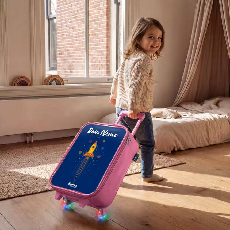 Raket - Planeten - Sterren Kinderkoffer - Roze klein -sfeer1