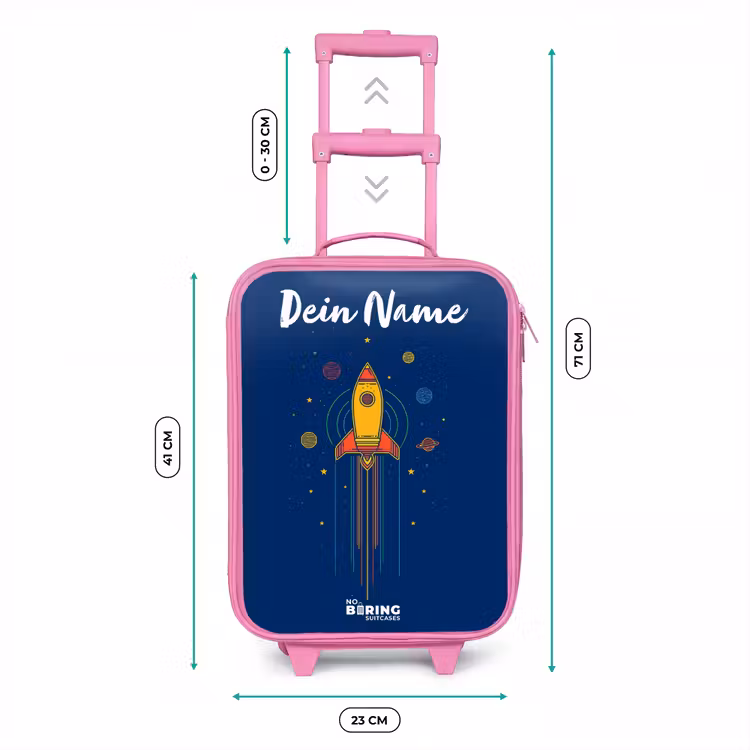 Raket - Planeten - Sterren Kinderkoffer - Roze klein -productfoto_formaten
