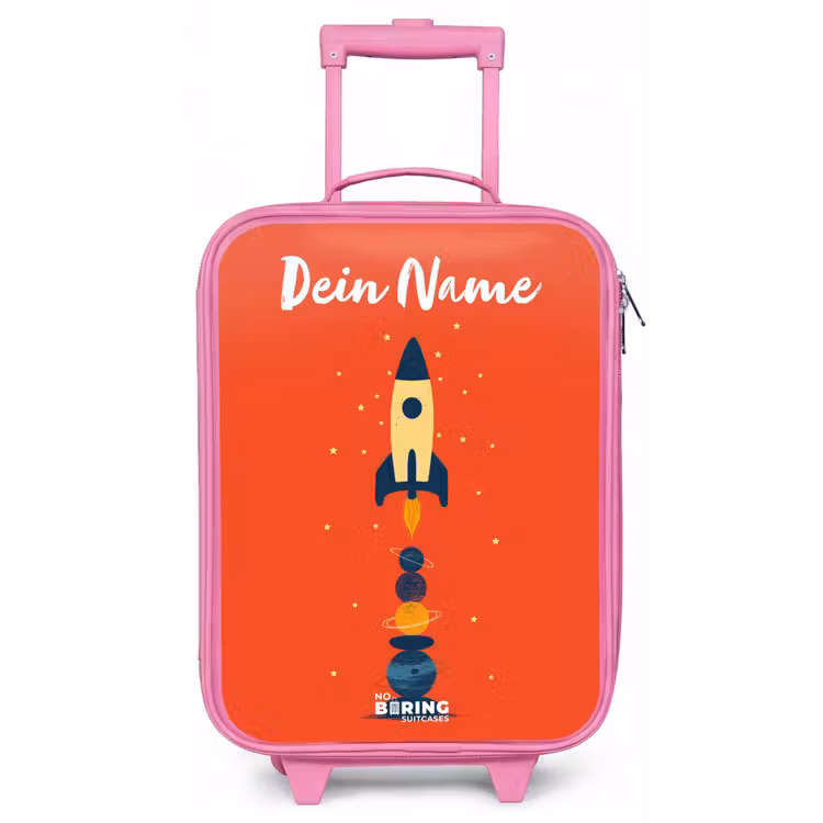 Raket - Sterren - Planeten Kinderkoffer - Roze klein -zz3dotto