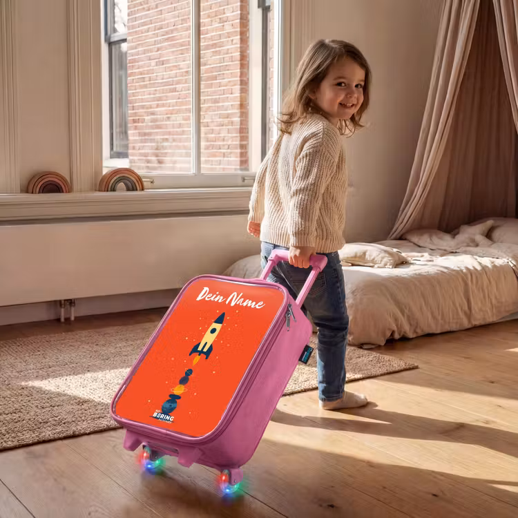 Raket - Sterren - Planeten Kinderkoffer - Roze klein -sfeer1