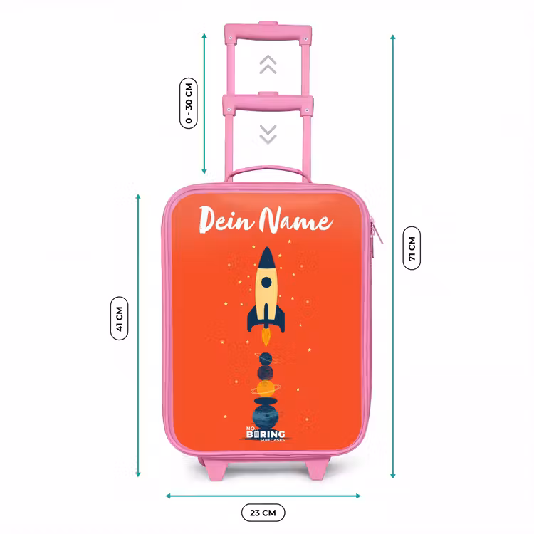 Raket - Sterren - Planeten Kinderkoffer - Roze klein -productfoto_formaten