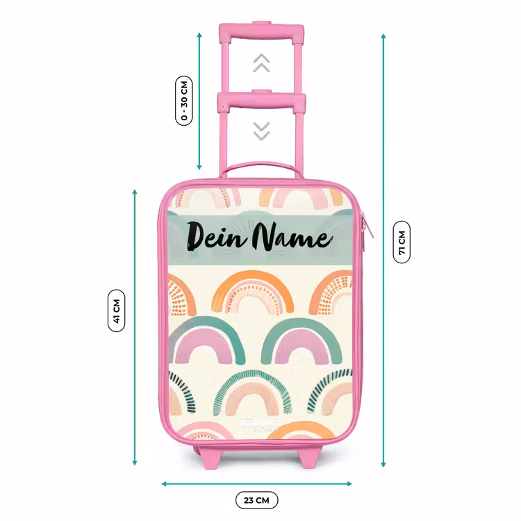 Regenboog - Pastel - Patroon Kinderkoffer - Roze klein -productfoto_formaten