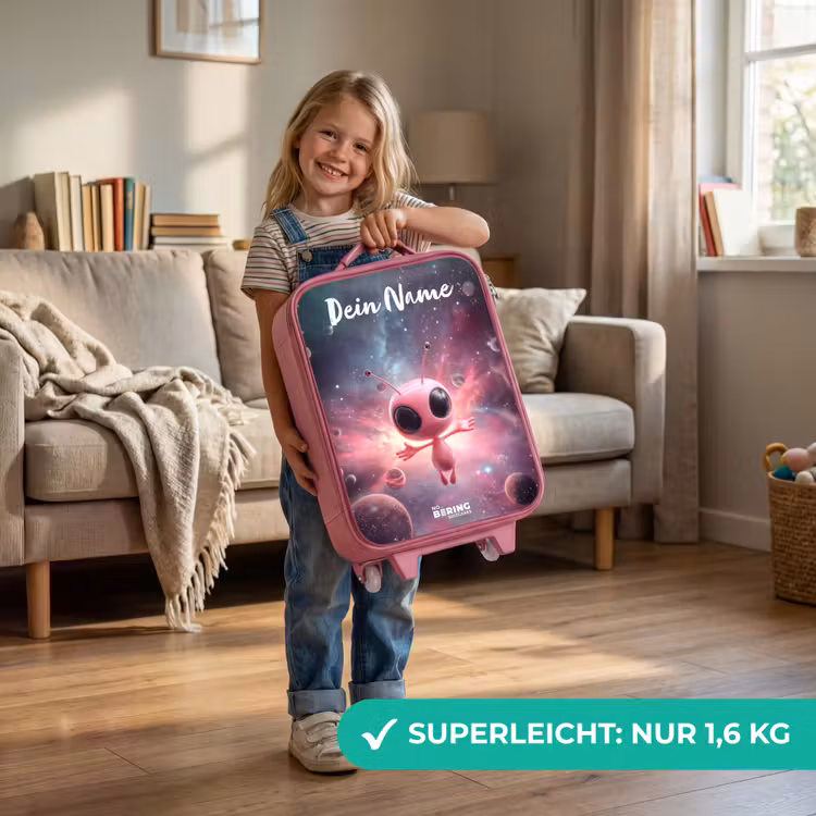 Roze Alien in Sterrennevel Kinderkoffer - Roze klein -sfeer2_DE