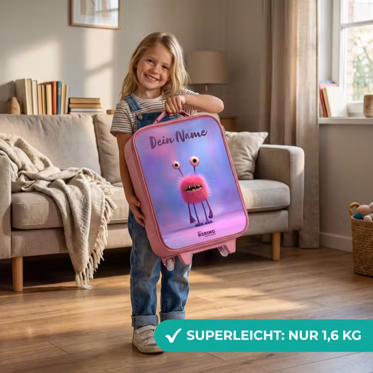 Roze harig monster met grote ogen Kinderkoffer - Roze klein -sfeer2_DE