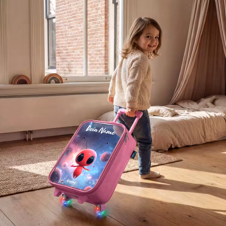 Rood Ruimtewezen in Kosmische Dans Kinderkoffer - Roze klein -sfeer1