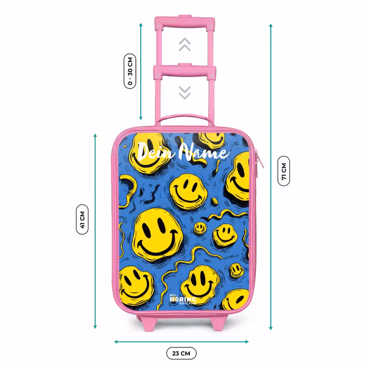 Smiley - Blauw - Geel Kinderkoffer - Roze klein -productfoto_formaten