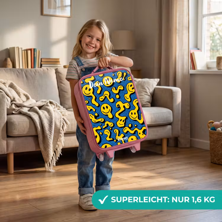 Smiley - Geel - Blauw Kinderkoffer - Roze klein -sfeer2_DE