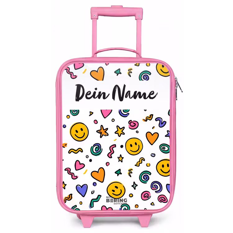 Smiley - Hartje - Ster Kinderkoffer - Roze klein -zz3dotto