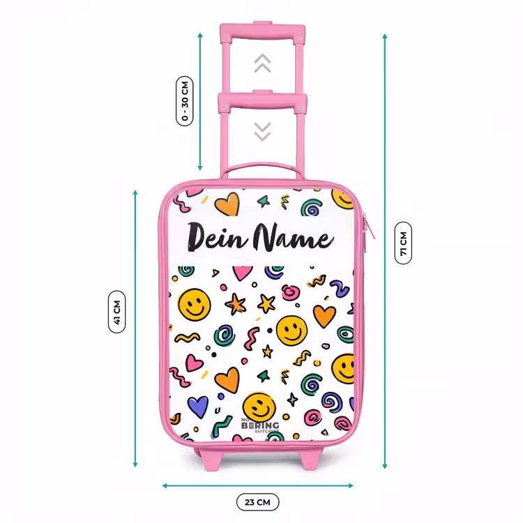 Smiley - Hartje - Ster Kinderkoffer - Roze klein -productfoto_formaten