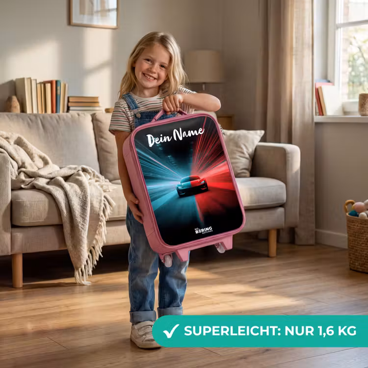 Sportauto - Blauw - Neon - Stad Kinderkoffer - Roze klein -sfeer2_DE
