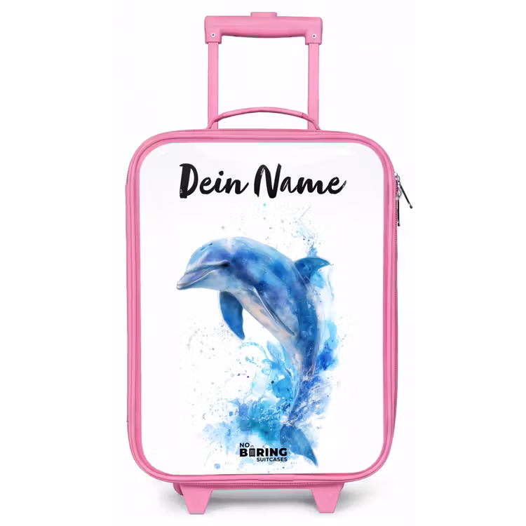 Springende blauwe dolfijn Kinderkoffer - Roze klein -zz3dotto