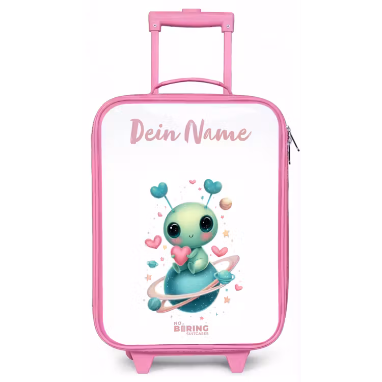 Lief buitenaards wezentje met hartje Kinderkoffer - Roze klein -zz3dotto