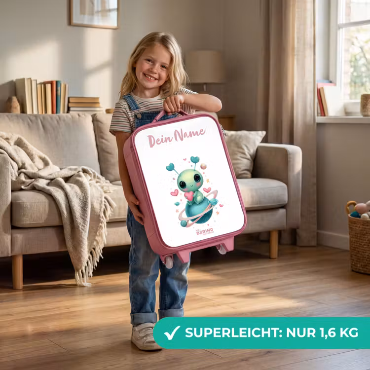 Lief buitenaards wezentje met hartje Kinderkoffer - Roze klein -sfeer2_DE