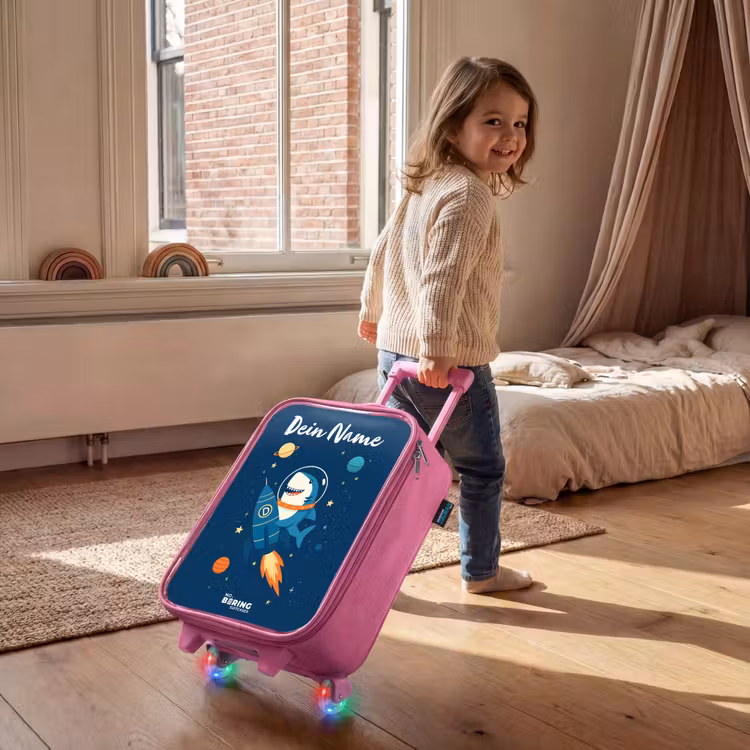Dier - Ruimte - Planeet - Raket Kinderkoffer - Roze klein -sfeer1
