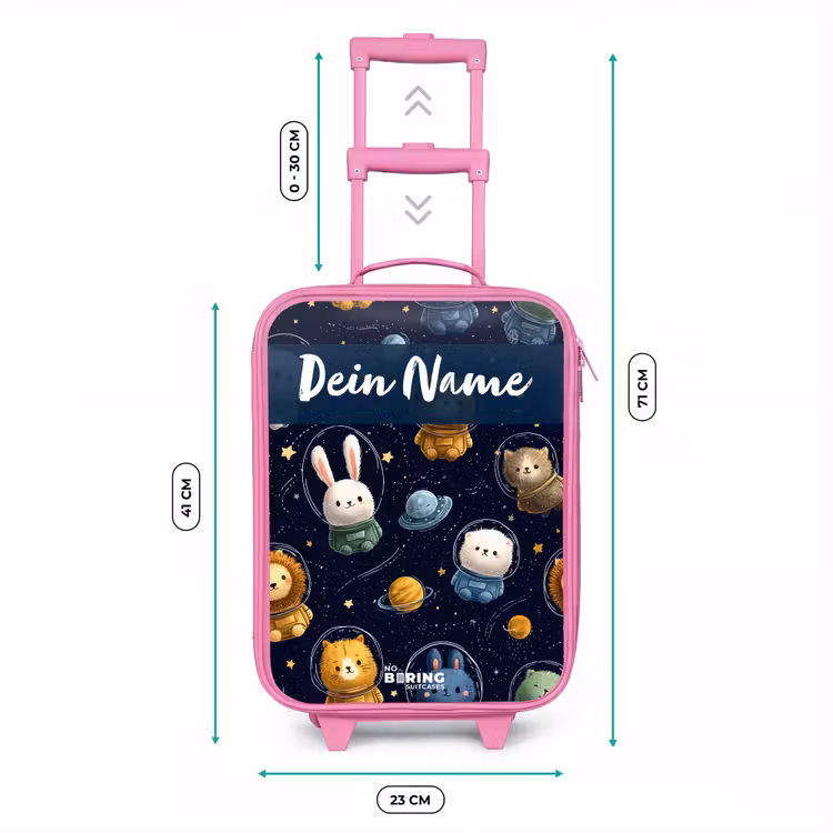 Dieren - Astronaut - Planeten - Sterren Kinderkoffer - Roze klein -productfoto_formaten