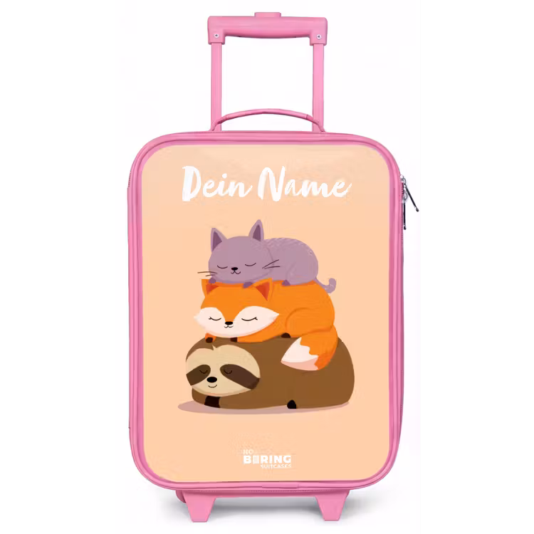 Dieren - Slapen - Samen Kinderkoffer - Roze klein -zz3dotto