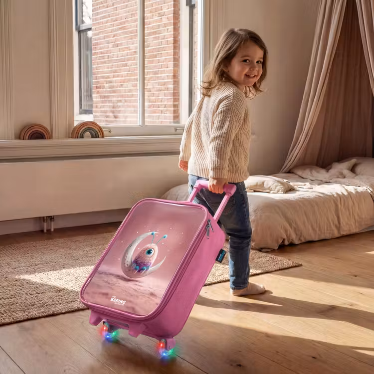 Maanwip met Pluizig Wezentje Kinderkoffer - Roze klein -sfeer1