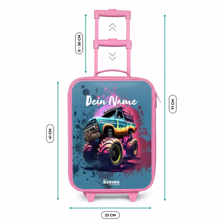 Monster Wheels Kinderkoffer - Roze klein -productfoto_formaten