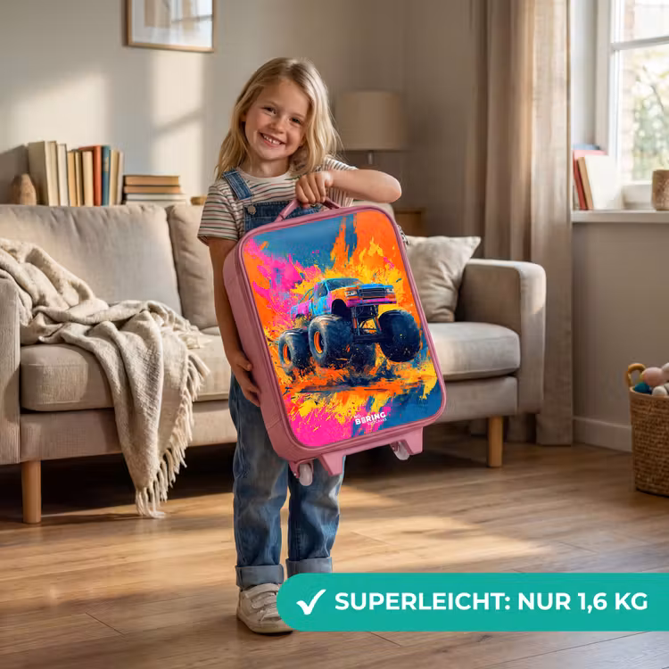 Monstertruck - Verfspatten - Kleurrijk - Explosie Kinderkoffer - Roze klein -sfeer2_DE