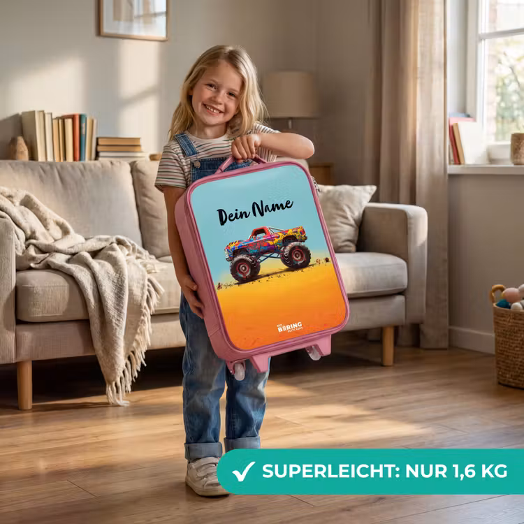 Monstertruck met Graffiti Print in het Zand Kinderkoffer - Roze klein -sfeer2_DE