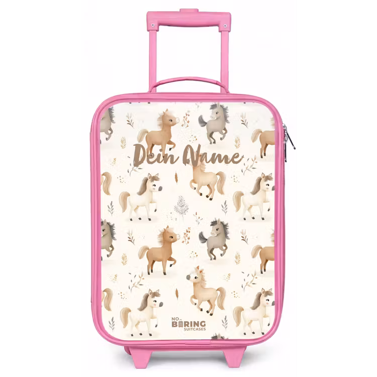 Patroon van veulens in beige en bruin kleuren Kinderkoffer - Roze klein -zz3dotto