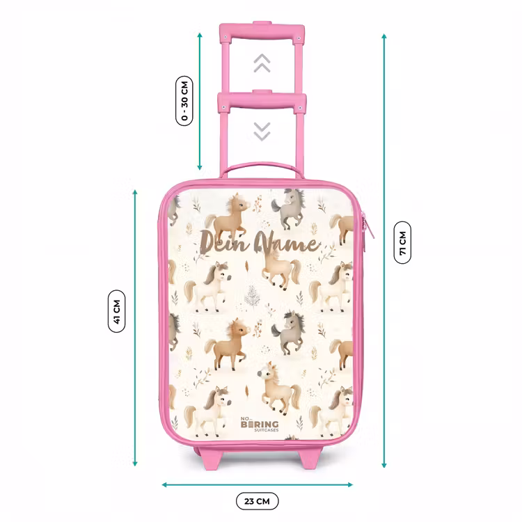 Patroon van veulens in beige en bruin kleuren Kinderkoffer - Roze klein -productfoto_formaten