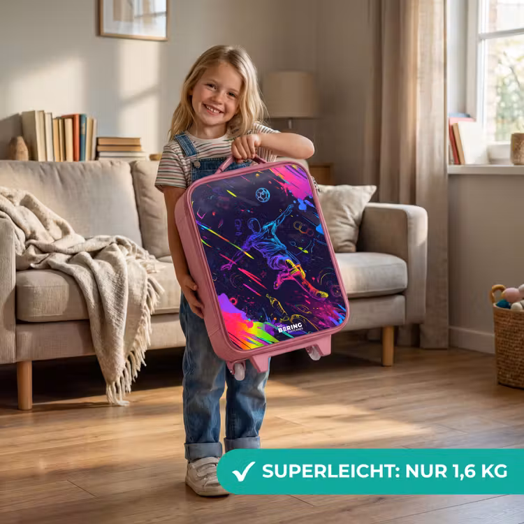 Neon actievolle voetbalspeler Kinderkoffer - Roze klein -sfeer2_DE