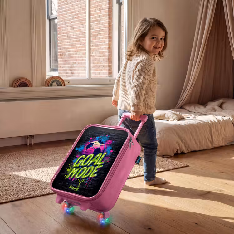 Neon - Graffiti - Voetbal - Kleurrijk Kinderkoffer - Roze klein -sfeer1